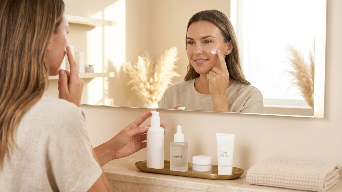 Facial Waxing in Atlanta, GA aftercare with moisturizer and sunscreen for smooth skin.