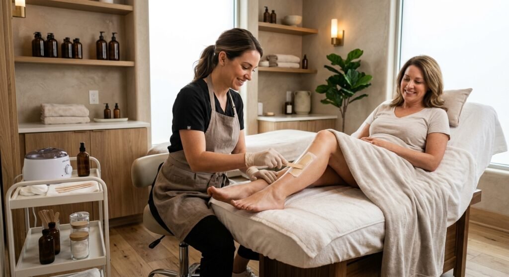 Professional women's waxing in Atlanta, GA at a clean modern waxing studio.