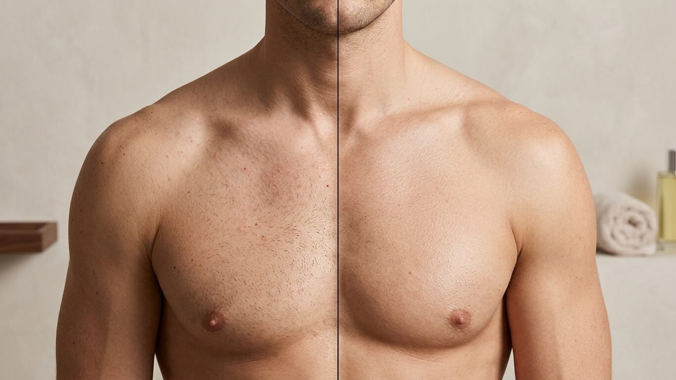 Men's Waxing in Atlanta, GA before and after smooth skin